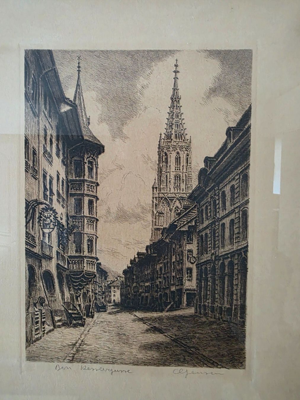 Grafiken & Lithographien: Bild gerahmt - Lithographie Kesslergasse Bern - Radierung – Gebraucht aus Walterswil BE von Lonitti 1