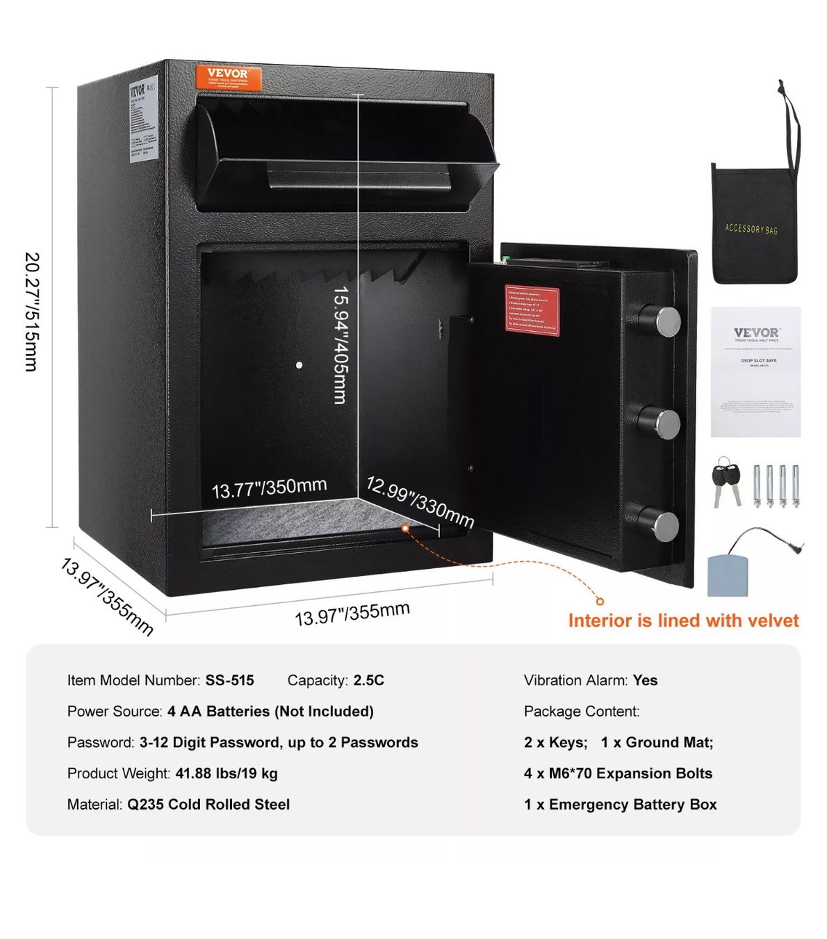 Casseforti: + VEVOR Einwurftresor Digital Safe Depottresor 2,5 l – Nuovo e nell'imballaggio originale da Amriswil venduto da JaJa-Express 4