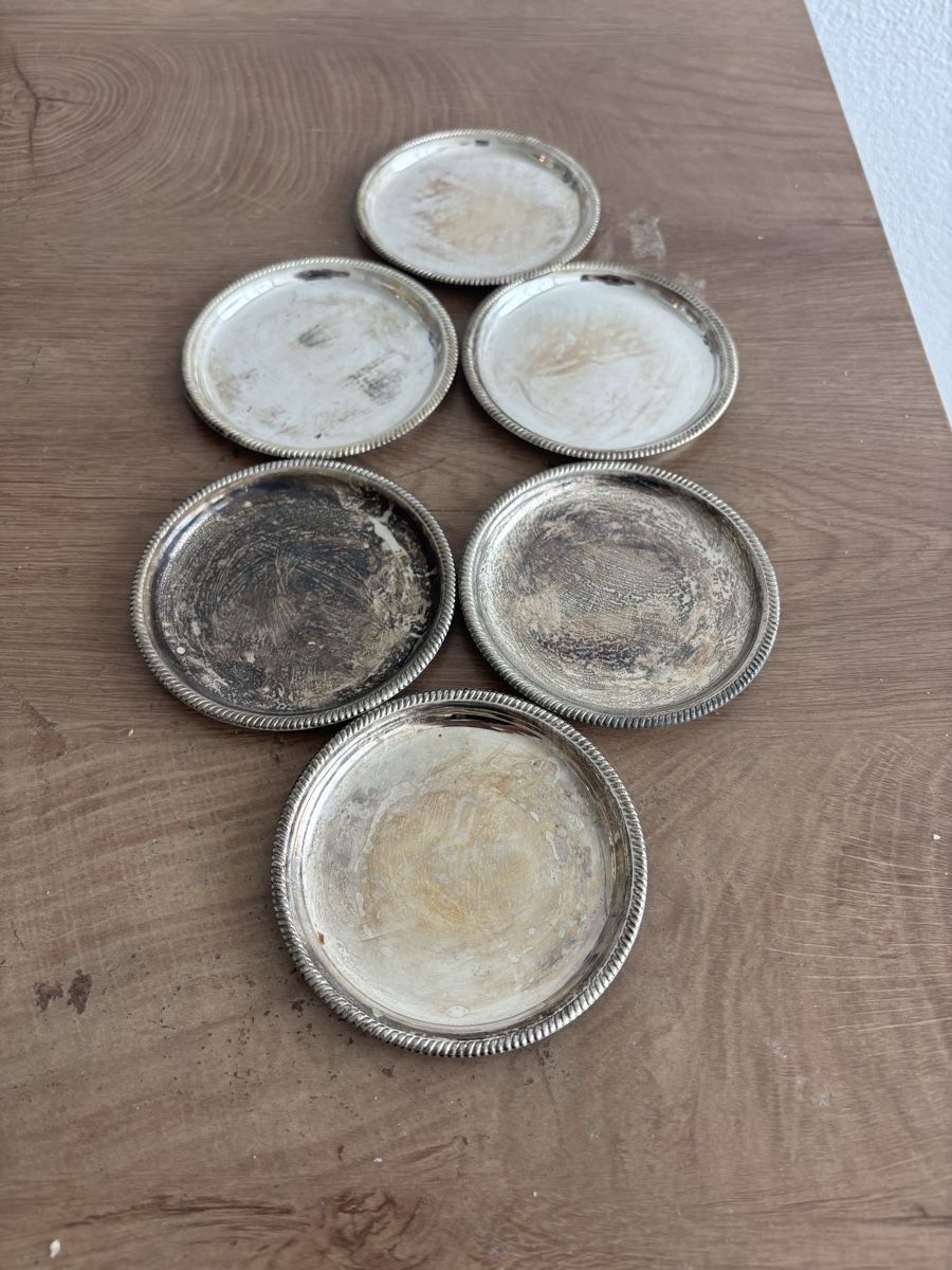 Tutte le decorazioni: Antikes 6er Set versilberte Teeuntersetzer – Usato da Orpund venduto da BlackEagel80 1