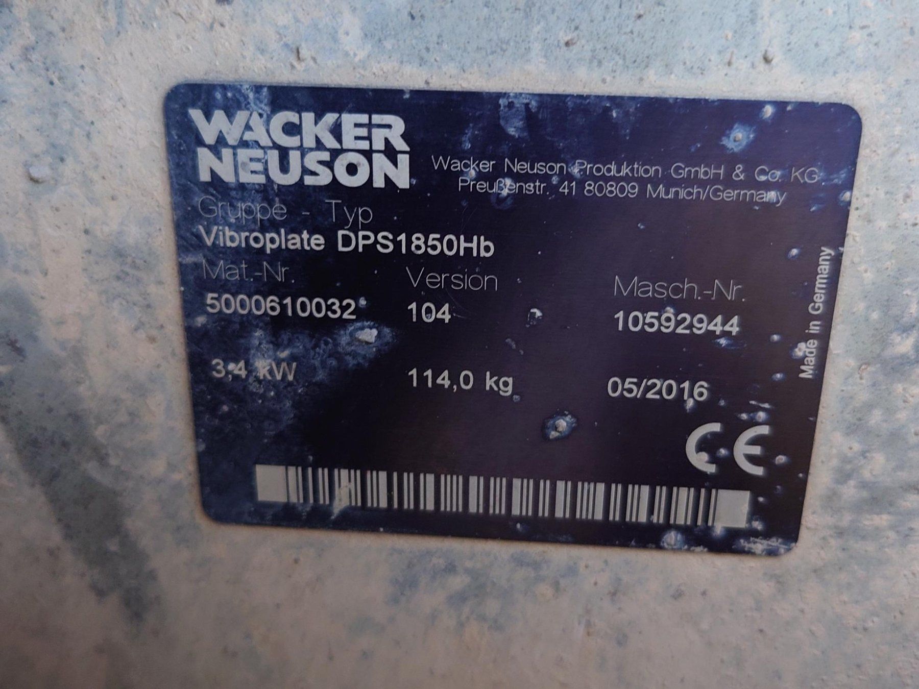 Wacker Neuson Tutte le macchine: Rüttelplatte Vibroplatte Wacker DPS1850Hb einsatzbereit – Usato da Etzgen venduto da Kunstimgarten 3