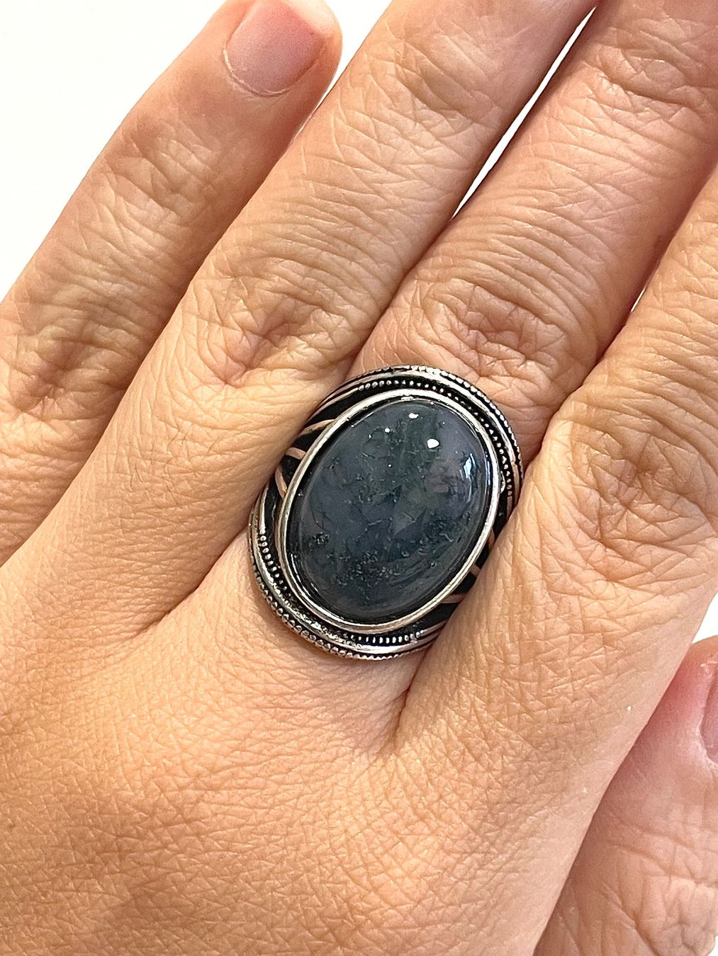 Anelli: 100% Echter, sehr transparenter Moosachat-Ring – Nuovo e nell'imballaggio originale da Schiers venduto da sisikristall 1