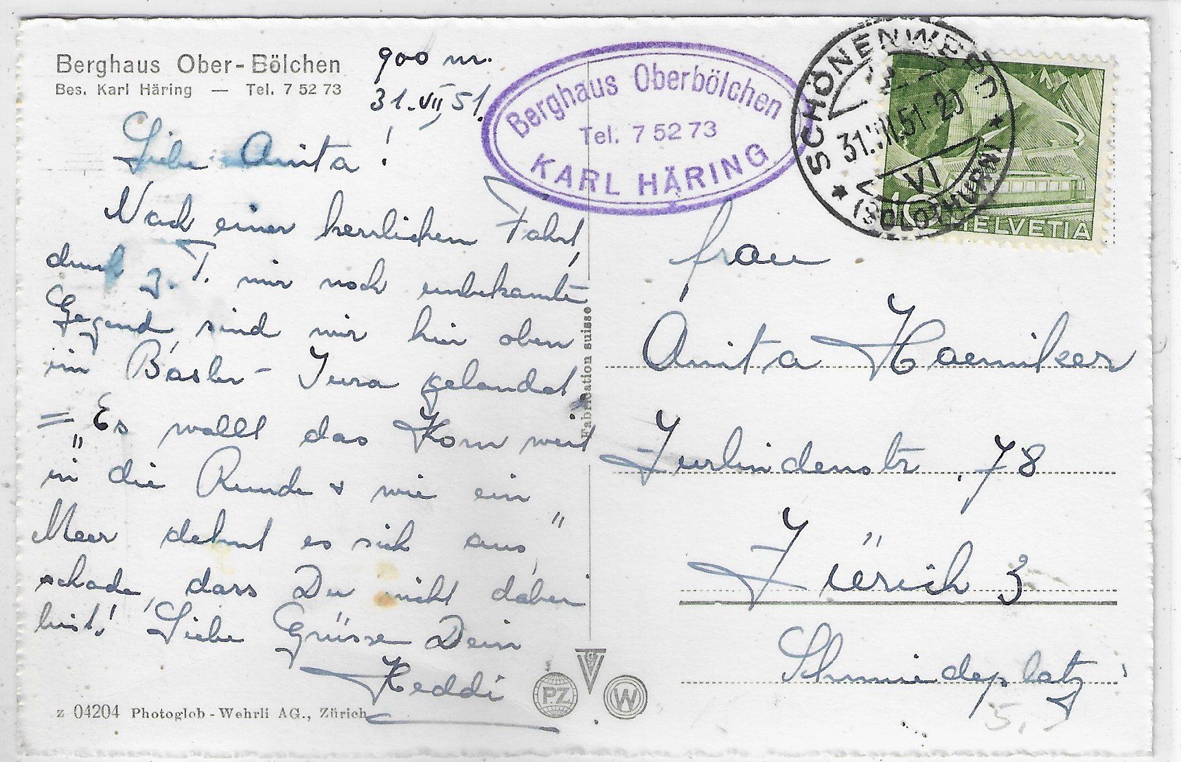 Cartoline postali: Berghaus Ober-Bölchen – Usato da Ettingen venduto da Kartenplanet 1