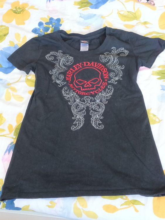 Super T-Shirt Harley-Davidson Femme Noir Brodé Taille S 1