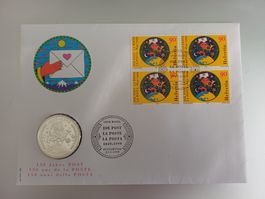 Schweiz: Briefmarke & Münze - 150 Jahre Post Jubiläum!