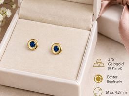 Ohrringe Solitär, Gold 375 saphir