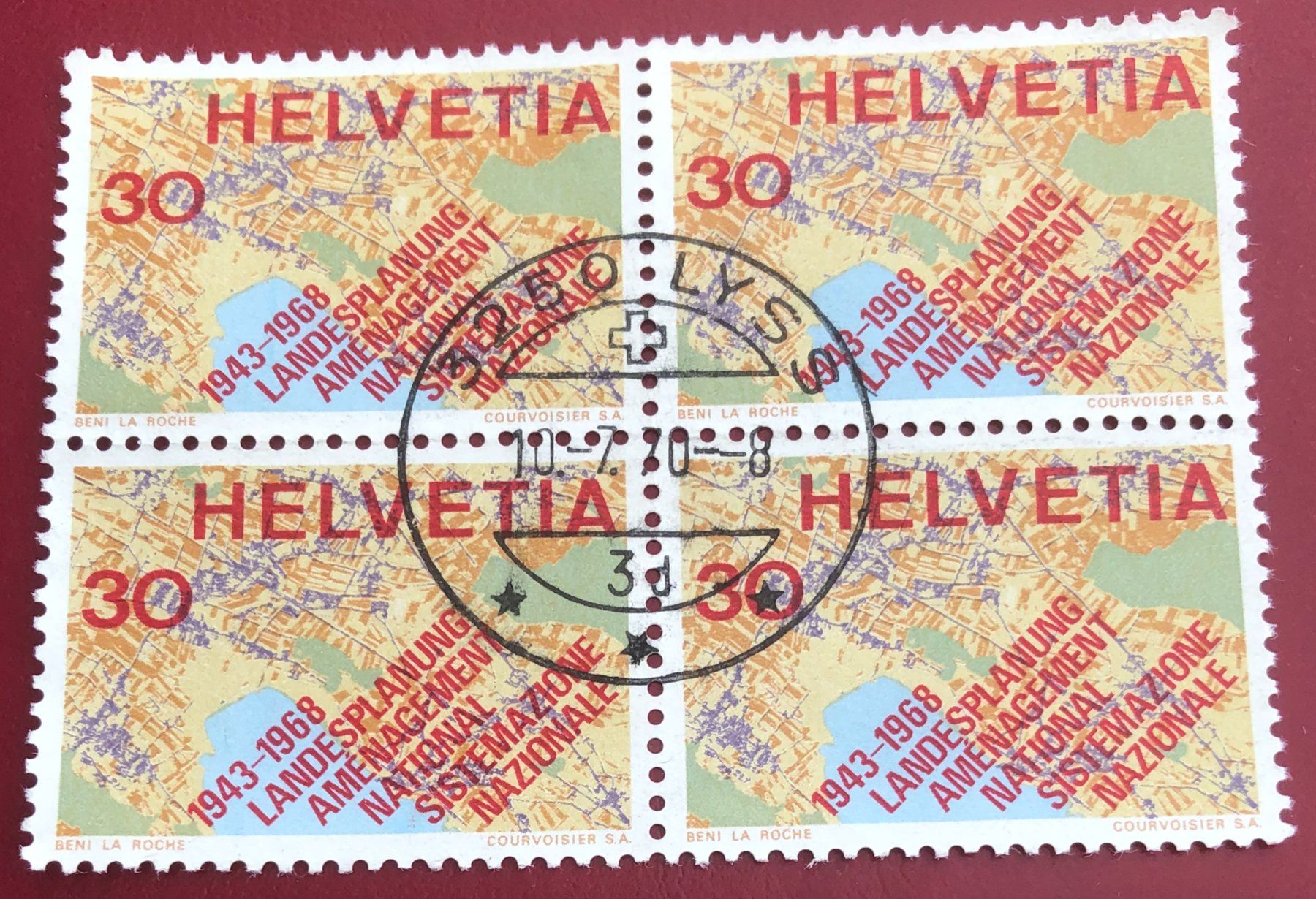 Tutti i francobolli: 4 er Block Nr.459 mit Stempel Lyss  – Usato da Aarau venduto da Billa007