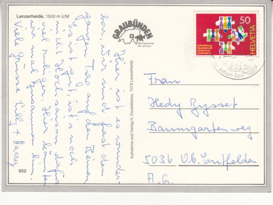 Cartoline postali: Lenzerheide 1990 – Usato da Bürglen TG venduto da StampGraf 1