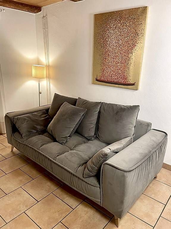 Divani: Edles KARE Designersofa - Samt-Optik, dunkelgrau – Usato da Tenniken venduto da Gnade27 1