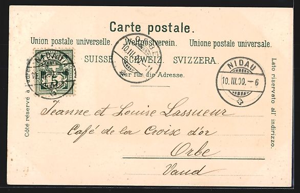 Cartoline postali: Lithographie Bienne, Totalansicht, 1900 – Usato da Berlin venduto da bartko-reher 1