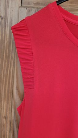 Just White raffiniertes Damentop mit Raffung in rot, 38, Top