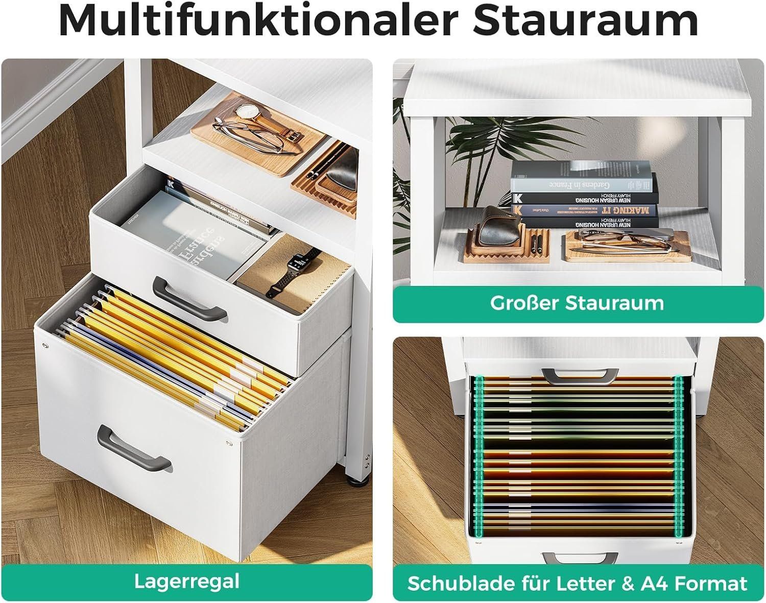 Schreibtische: L Schreibtisch 140x80 mit Schubladen USB Steckdose Weiss – Neu und originalverpackt aus Schaffhausen von AllesMussRaus90 3