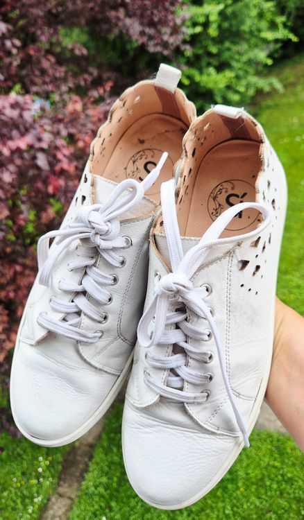 Schuh Damenschuhe Braun 40 SNEAKER SCHUHE ECHT LEDER CUT OUTS HERZ