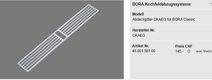 Altro: Abdeckung für BORA Classic – Nuovo (secondo la descrizione) da Losone venduto da pelchr