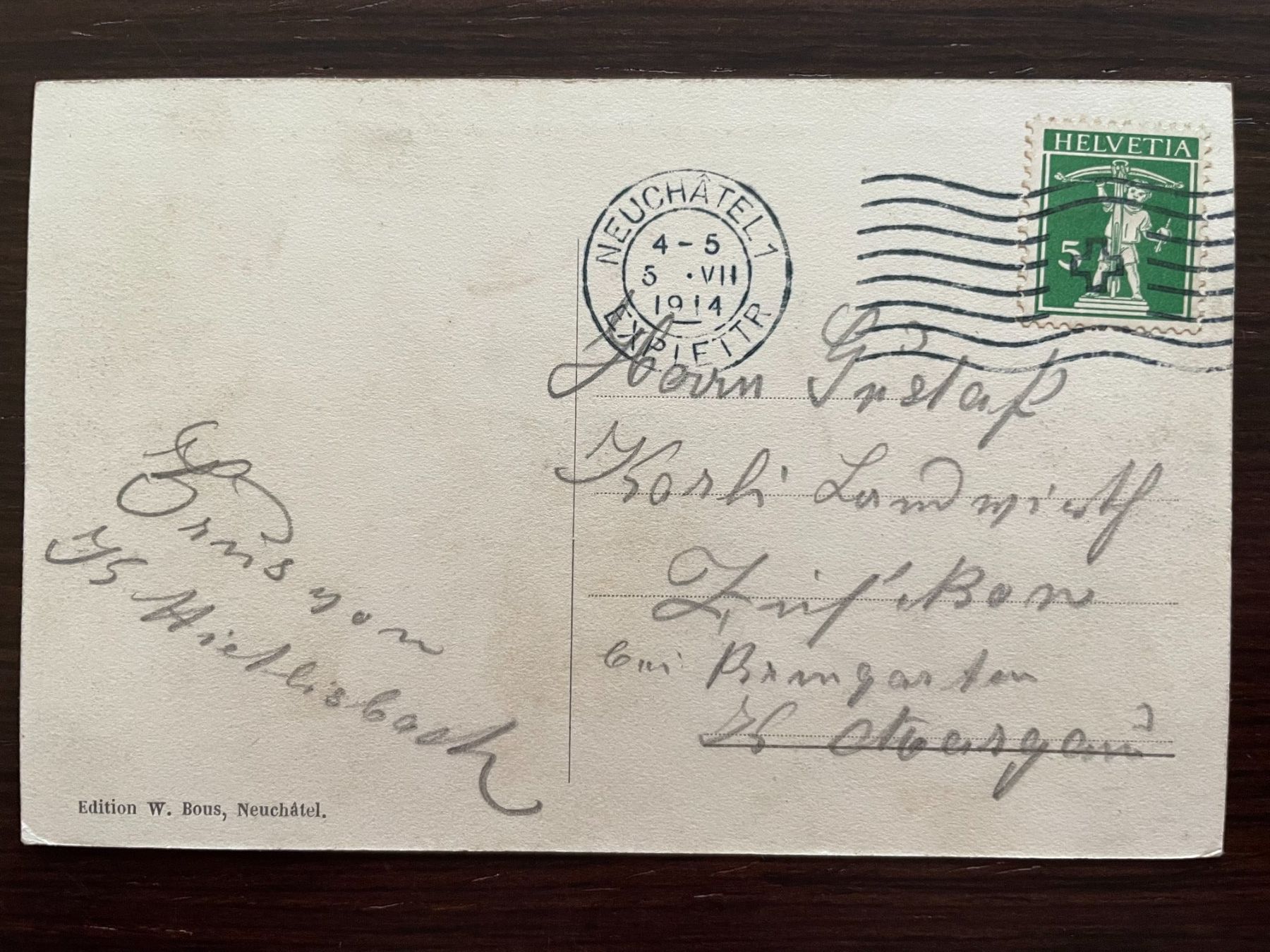 Cartoline postali: NEUCHÂTEL L'Evole, TRAM / STRASSENBAHN / TRAIN, 1914 – Usato da Wald ZH venduto da TLILEF 2