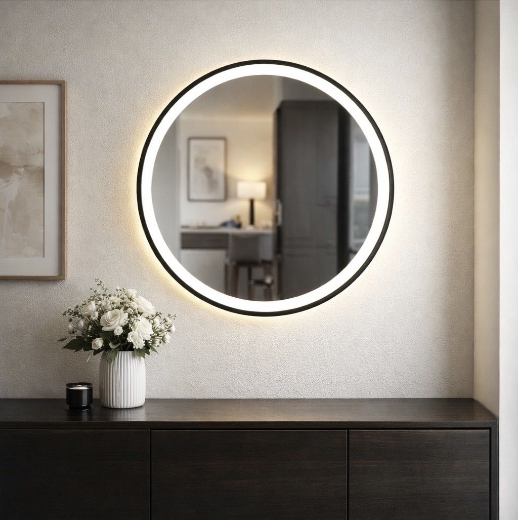 Spiegel: Miroir rond LED design noir Ø80 cm – Neu und originalverpackt aus Middes von man_bfn8