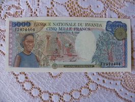 Seltene 5000 Ruanda Franc Banknote, Jahr 1998, Unc Zustand