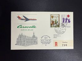 Swissair Erstflugbrief Zürich - Mailand ab FL 1964