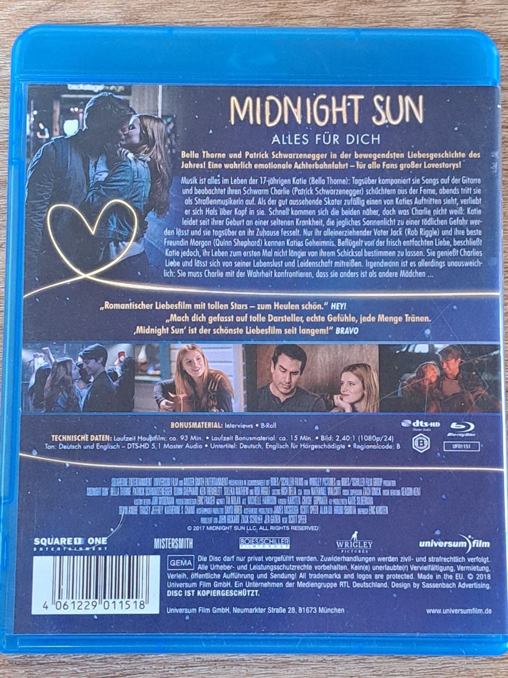 Tutti i DVDs: Blu-Ray Midnight Sun mit Bella Thorne Patrick Schwarzenegger – Nuovo (secondo la descrizione) da Unterseen venduto da Kanica 1