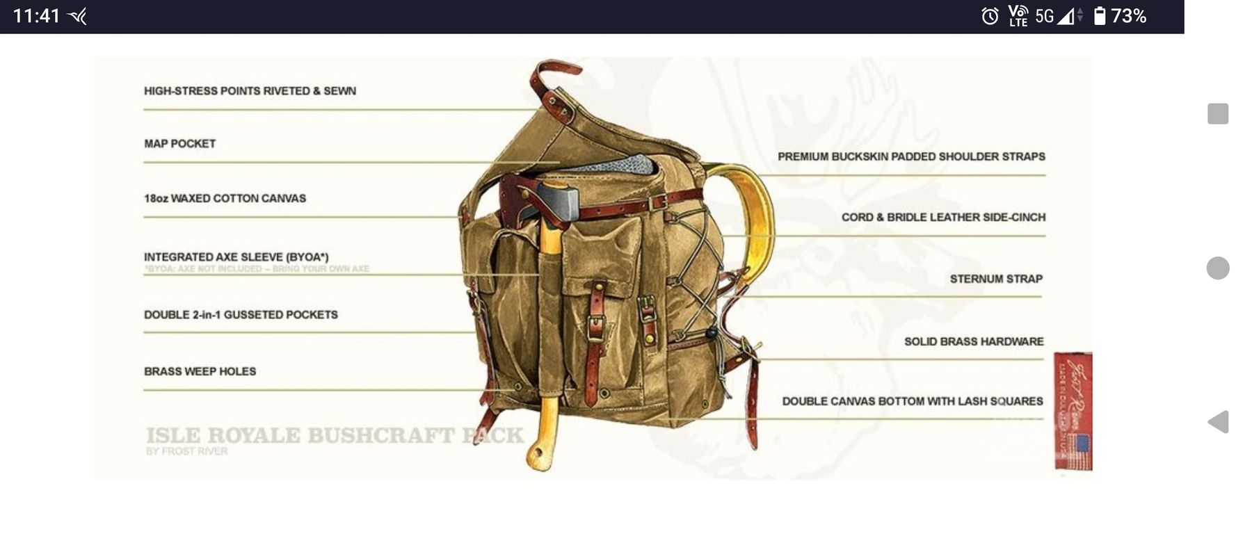 Rucksäcke: Frost River Isle Royale Bushcraft Pack 45l – Gebraucht aus Wynau von  8