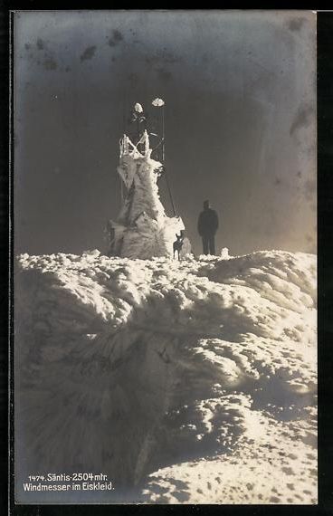 Cartoline postali: AK Säntis, Windmesser im Eiskleid – Usato da Berlin venduto da bartko-reher