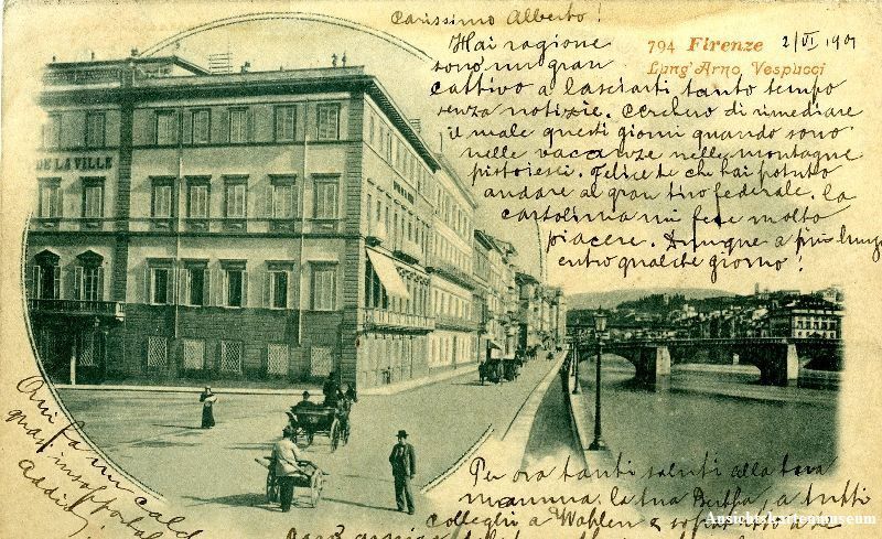 Cartoline postali: Firenze - Lung' Arno Vespucci + 1901 – Usato da Emmenbrücke venduto da teestube