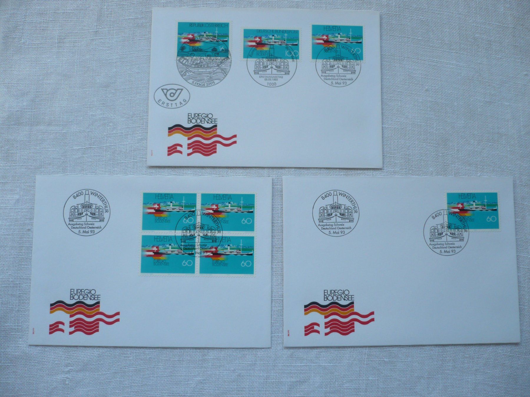 Tutti i francobolli: 1993 3 FDC EUREGIO SBK 845 – Usato da Zürich venduto da saltandpepper008