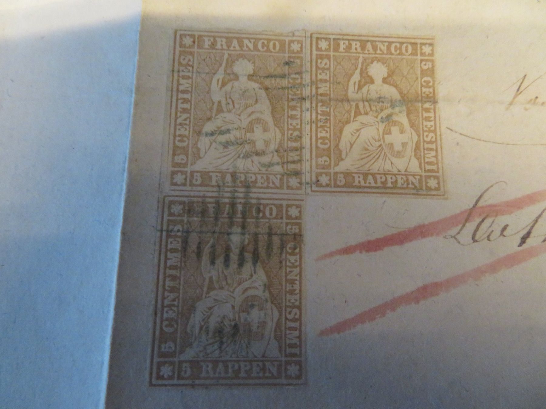 Alle Briefmarken: Strubel Brief mit 3x 22F Ruswil selten – Gebraucht aus Pfyn von sagenruthe