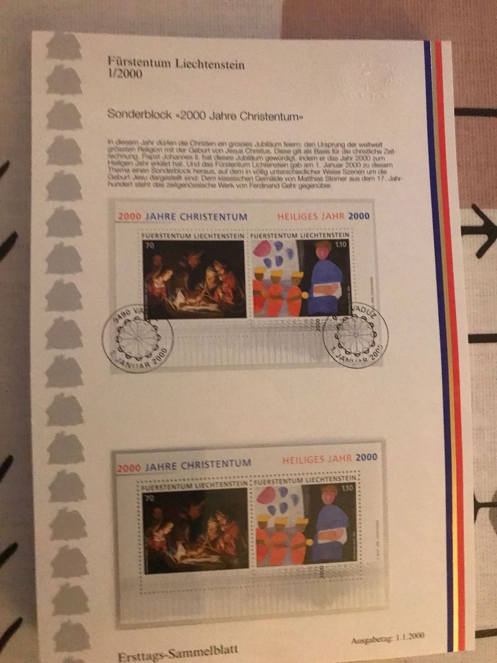 Alle Briefmarken: Liechtenstein Ersttags-Sammelblätter 2000 – Gebraucht aus St. Gallen von Setin