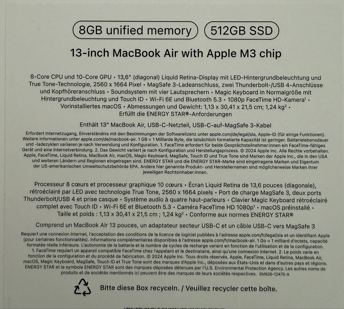 Apple Notebook: Mackbook air m3 512gb – Nuovo (secondo la descrizione) da Dielsdorf venduto da Chirico01 5