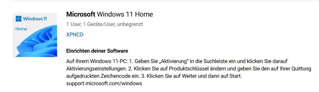 Microsoft Software: Microsoft Windows 11 Home Lizenz 1 User - Top seriöse Quelle – Nuovo (secondo la descrizione) da Bauma venduto da Yotanke