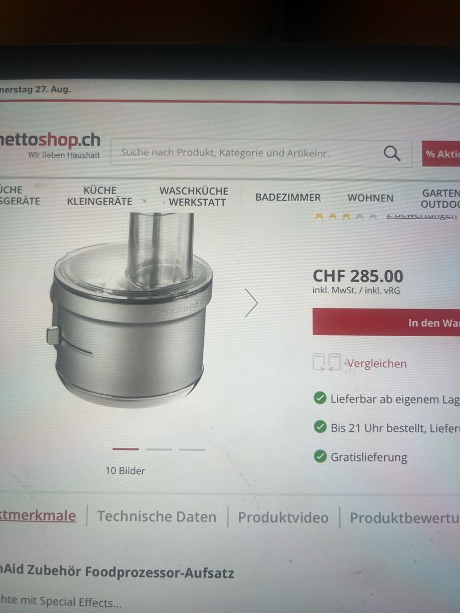 Küchengeräte: KitchenAid Artisan Cook Processor 5KFC0201ECA neuwertig – Gebraucht aus Glis von Sonna