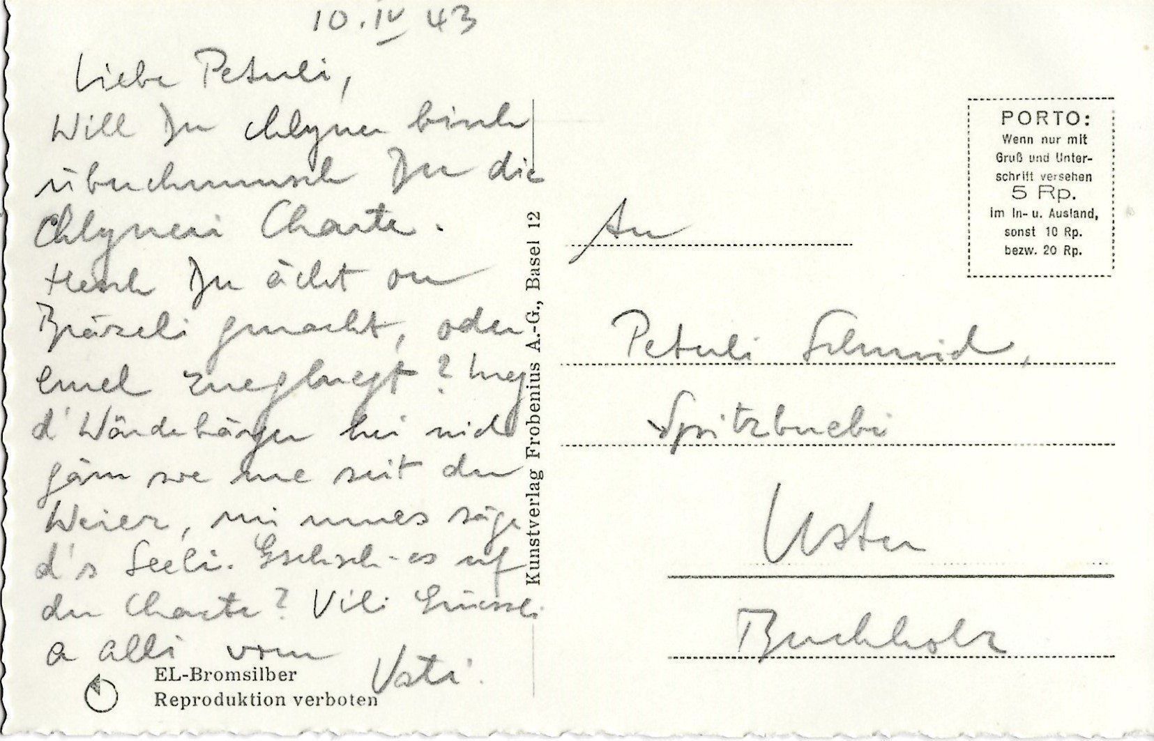 Cartoline postali: Buchs, 1943 – Usato da Frauenfeld venduto da Merk52 1