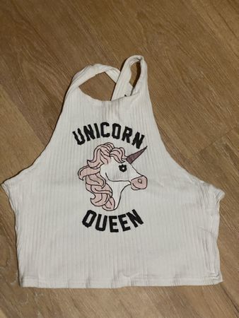 Top blanc avec application licorne Tally Weijl, t.36/S