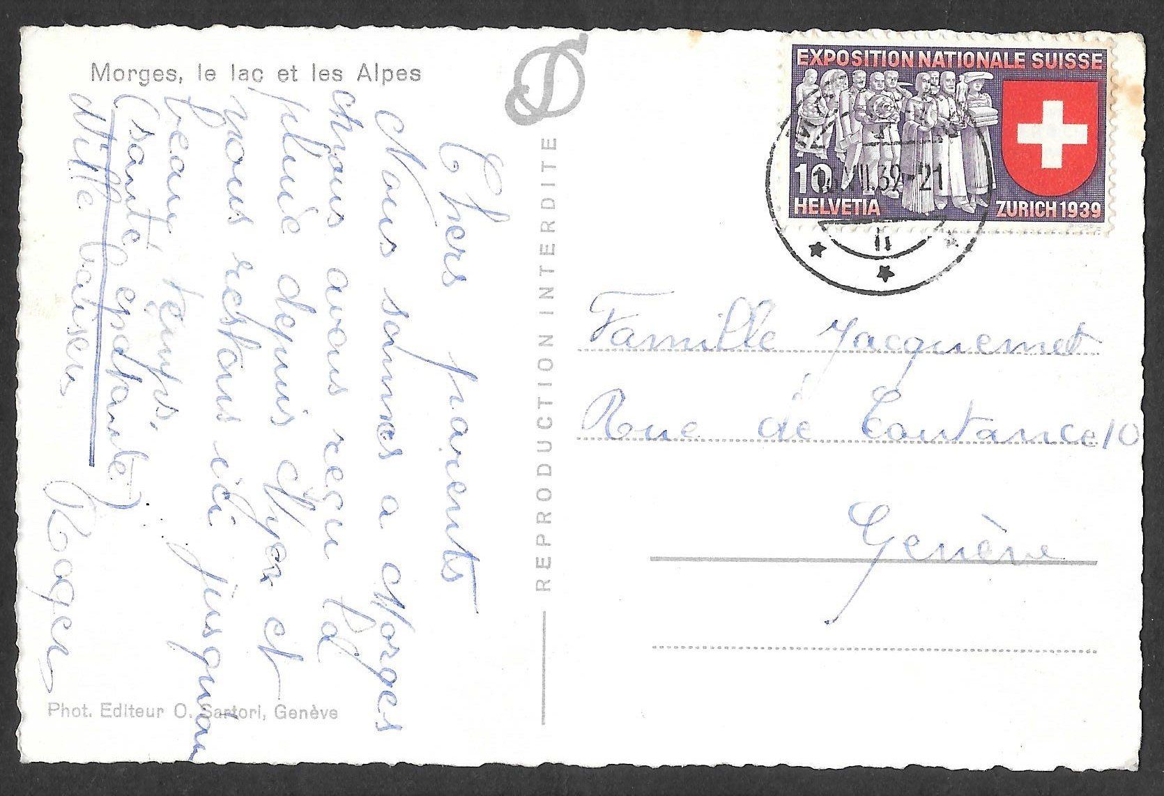 Cartoline postali: Morges le lac et les alpes – Usato da Olten venduto da clotaldi 1