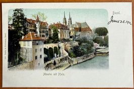 BASEL - Münster mit Pfalz. Litho 1902