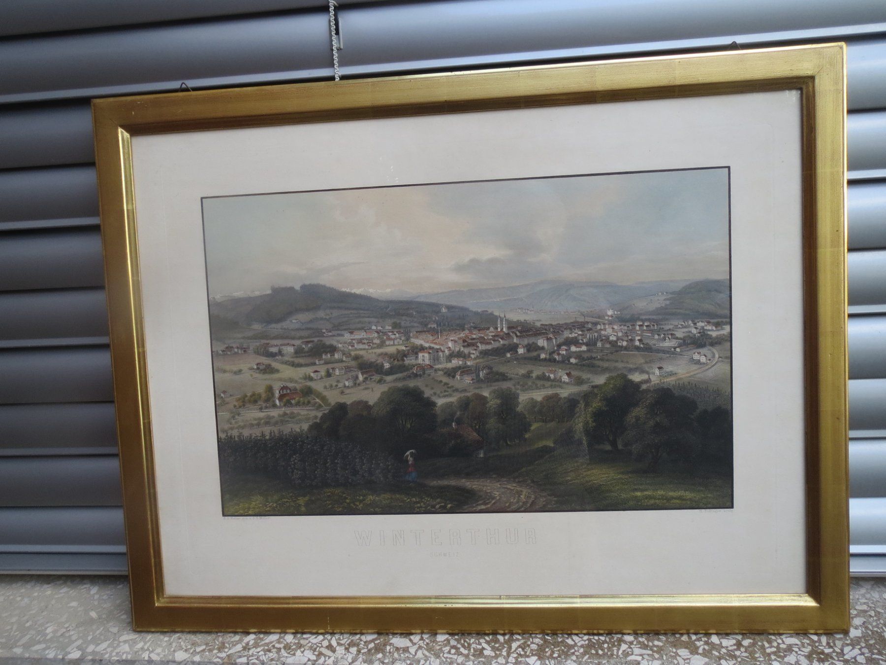Stiche: Winterthur - Kupferstich um 1850 - Goldrahmen – Gebraucht aus Tagelswangen von Miski 1