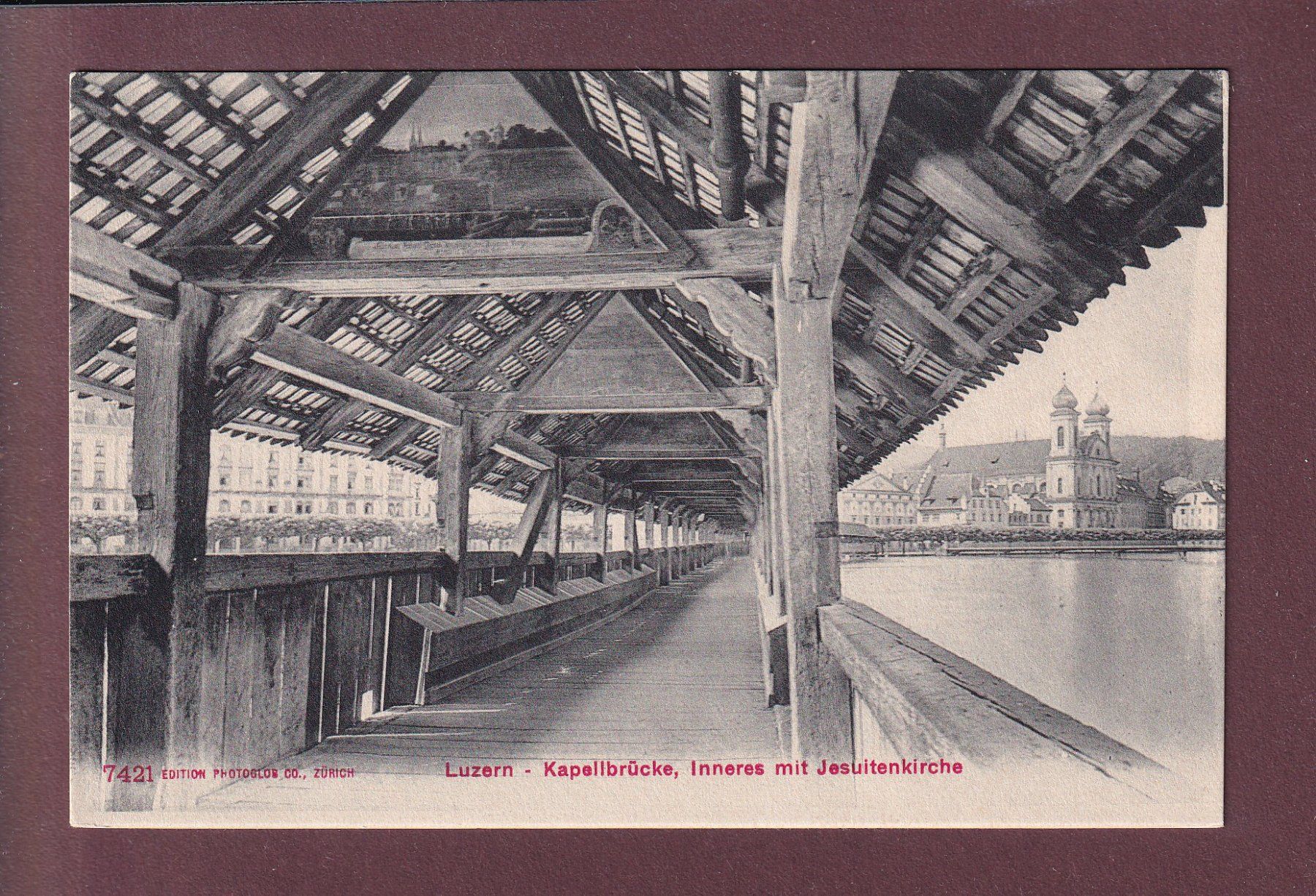 Cartoline postali: LUZERN - Kapellbrücke - Jesuitenkirche – Usato da Pully venduto da nicecards-shop