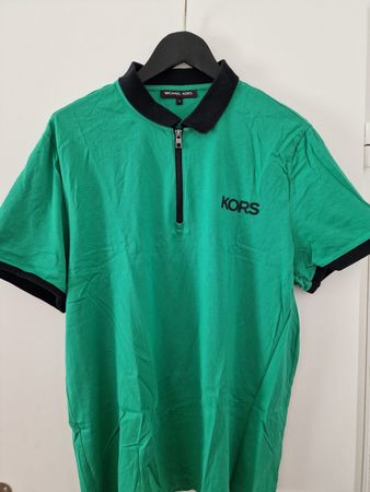 Michael Kors Herren Polo Shirt – Grün/Schwarz – Half-Zip