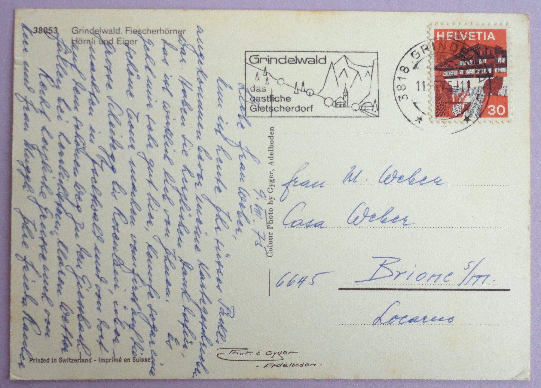 Cartoline postali: Grindelwald, Fiescherhörner – Usato da Fétigny venduto da Billy2miny 1