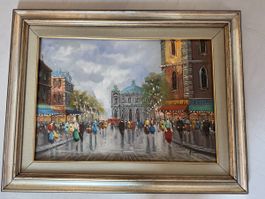 Ölgemälde Paris Stadtbild, signiert, im Rahmen, Top! (52)