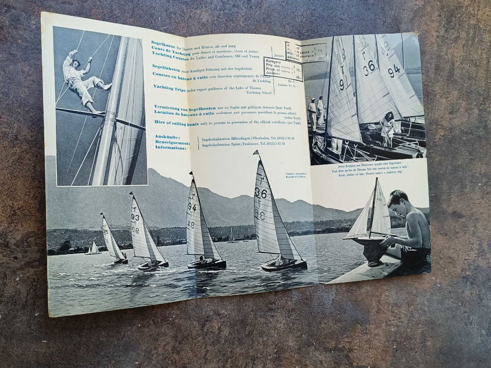 Documenti: Alter Prospekt / Segelschule Thunersee Ausgabe ca. 1939 – Usato da Brugg AG venduto da Ente015 1