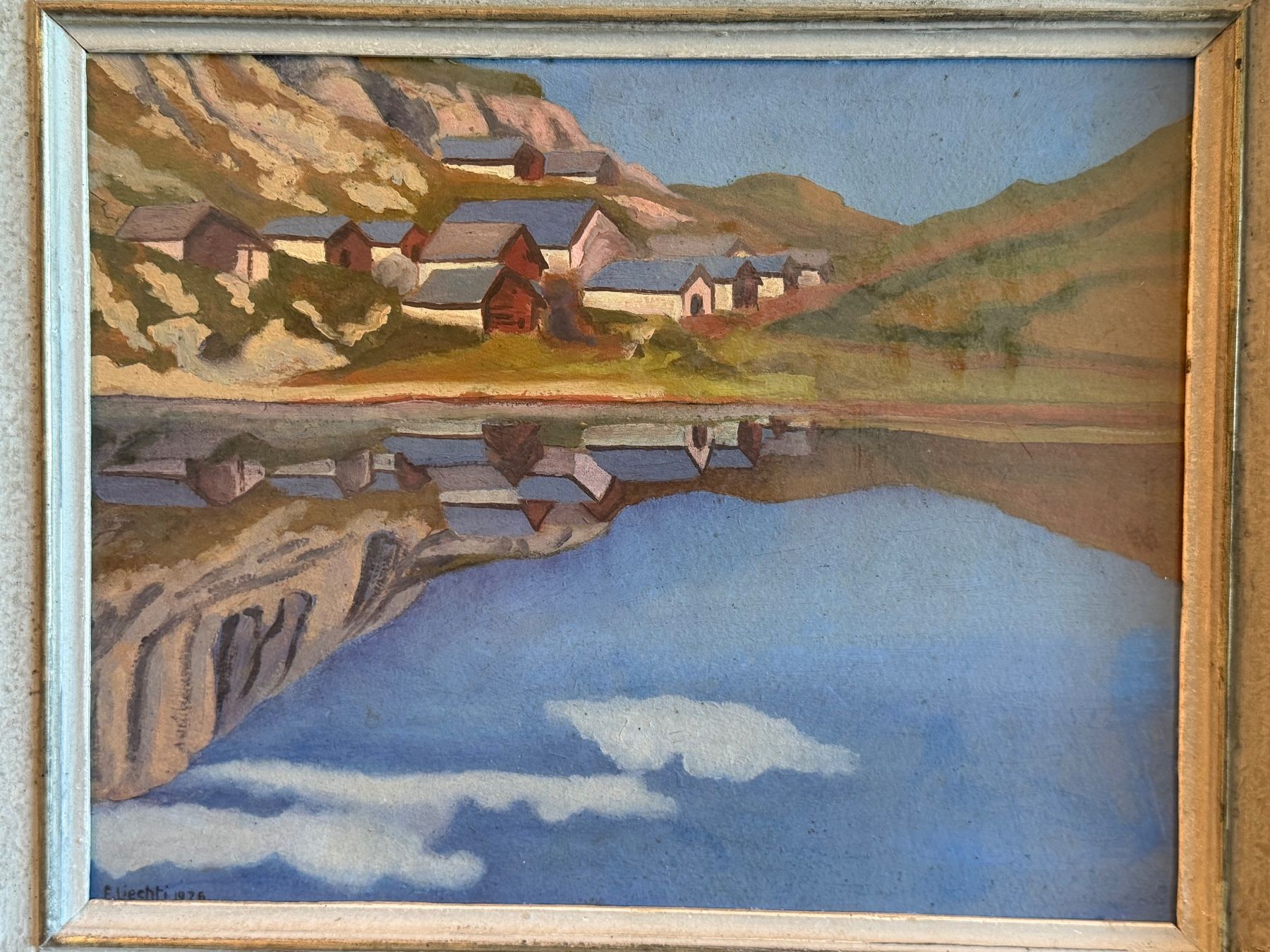 Dipinti: Vintage Ölgemälde Bergdorf Seereflexion 1926 – Usato da Basel venduto da PAUL_ART 1