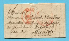 Faltbrief von Basel nach München 1839