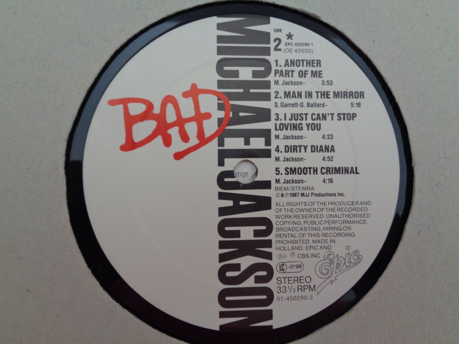 Dischi in vinile: Michael Jackson - Bad 1987 – LP – Usato da Chur venduto da omonia 4