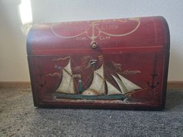 Vintage Truhe Holz maritim Segelschiff – Deko / Aufbewahrung