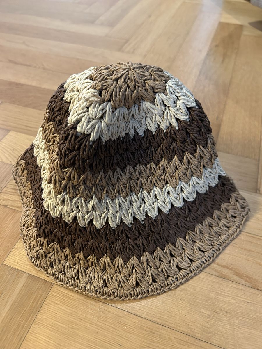 Copricapi, berretti & cappellini: Sommerlicher Strohhut gestreift braun beige – Nuovo (secondo la descrizione) da Luzern venduto da mor_97g7 1