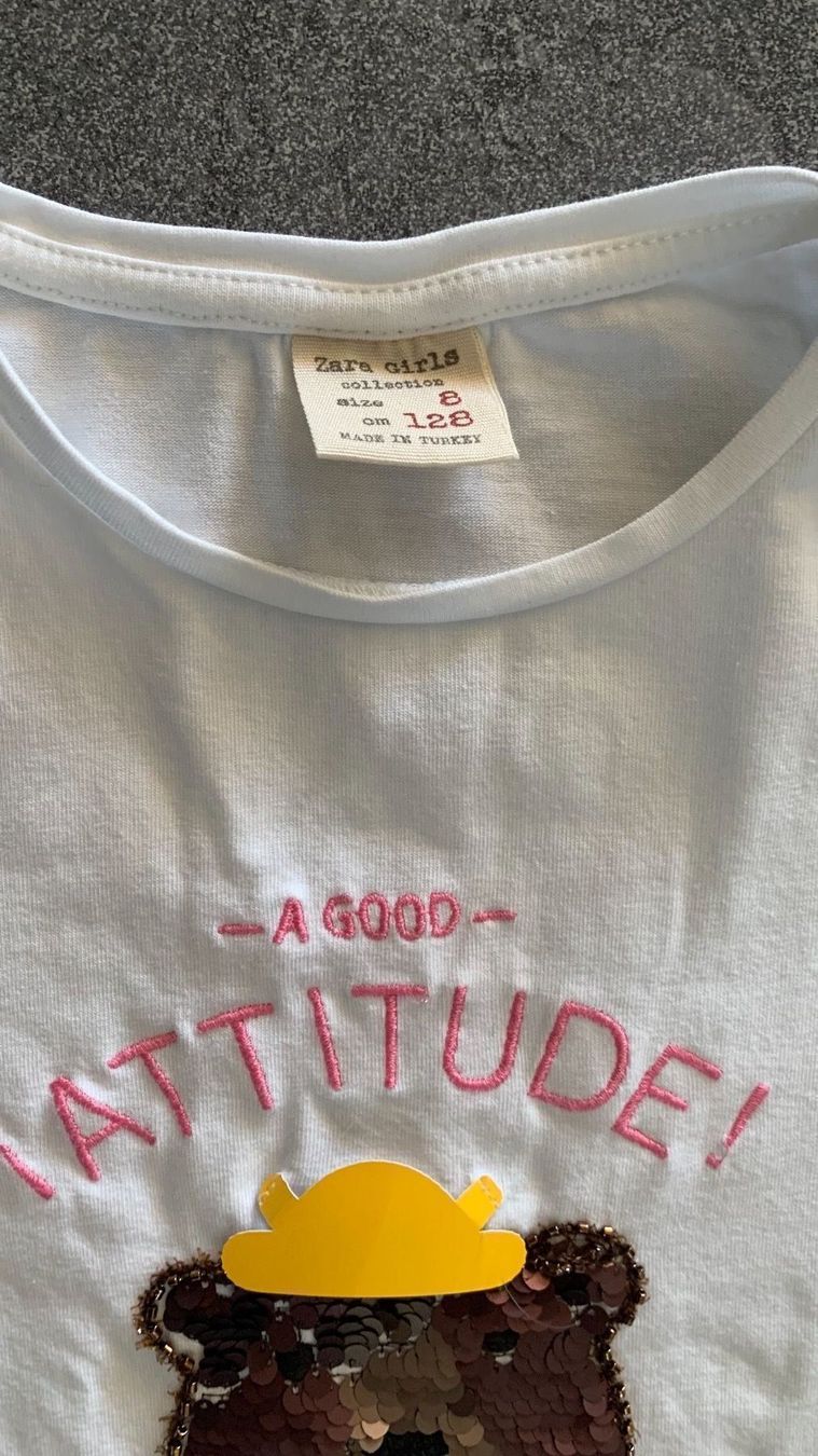 Zara Camicette, T-shirt & Top: T-Shirt Mädchen weiss 128 – Usato da Biel-Benken BL venduto da BelginE 3