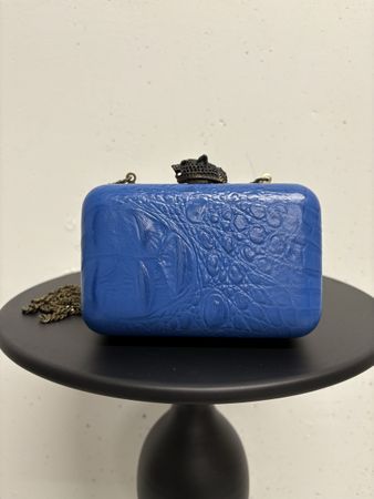 House of Harlow 1960 Clutch Blau Crossbody Kroko Vintage