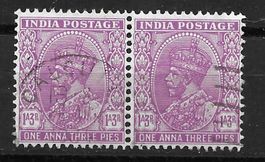 Indien 1932: König Georg V 1 Anna 3 Pies im waagrechten Paar