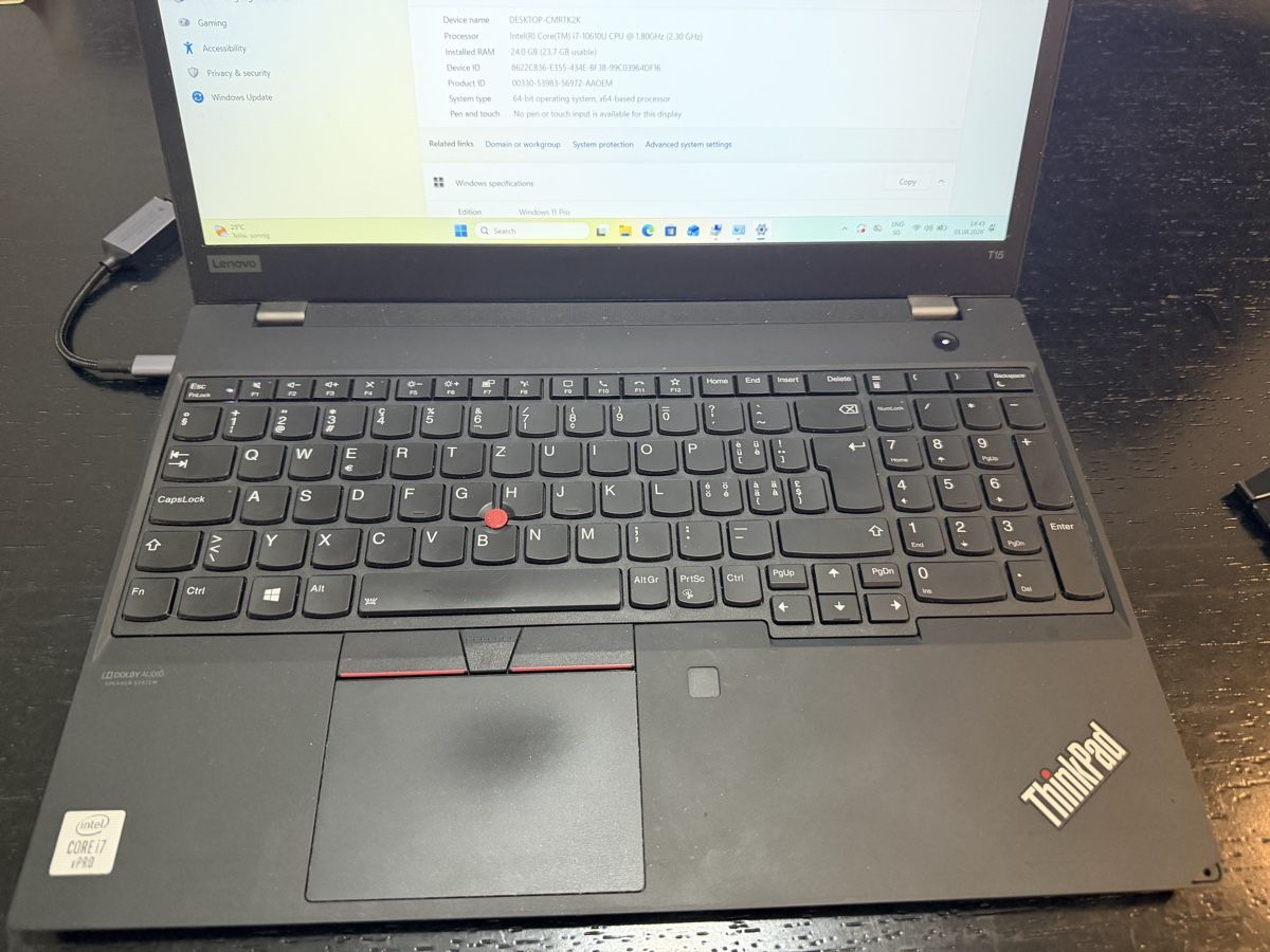 Lenovo Notebooks: Lenovo T15 gen 1 mit netzteil – Gebraucht aus Felsberg von Peter.jurga 2